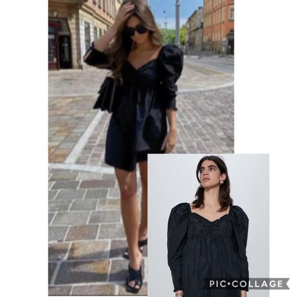 NWT Zara Embroidered Puff Sleeve Mini Dress - Picture 1 of 2